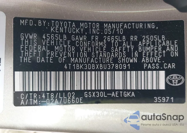 4T1BK3DBXBU378091: 44541478