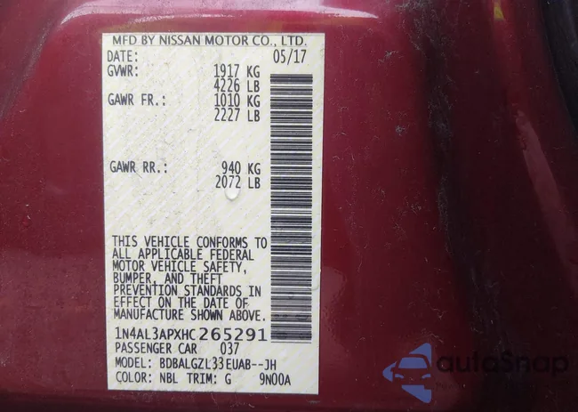 1N4AL3APXHC265291: 44542610