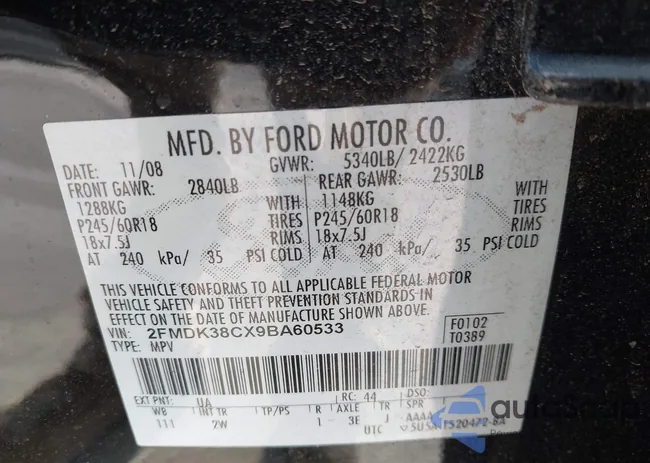 2FMDK38CX9BA60533: 44542673