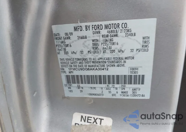 1FMCU9DG8AKA30412: 44543146