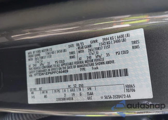 1FTEW1EP6PFC60409: 44542209