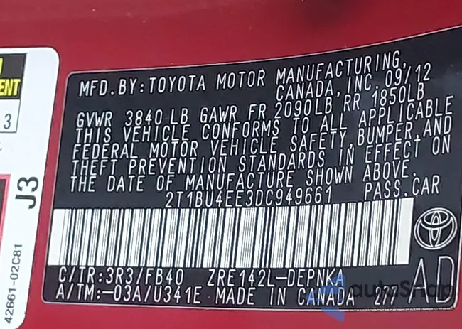 2T1BU4EE3DC949661: 44542216