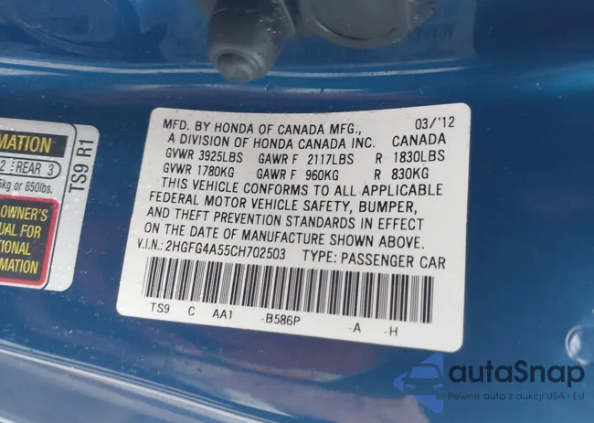 2HGFG4A55CH702503: 44542549