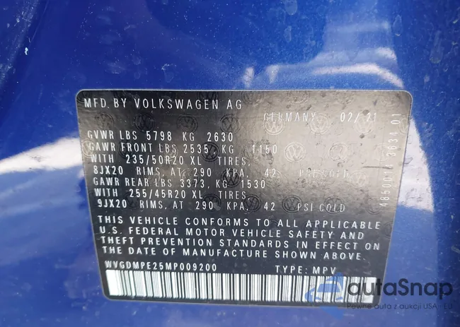 WVGDMPE25MP009200: 44543694