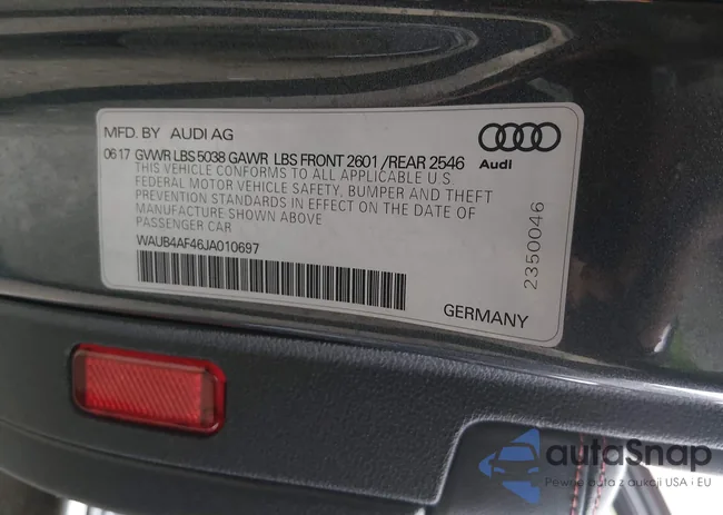 WAUB4AF46JA010697: 44544001