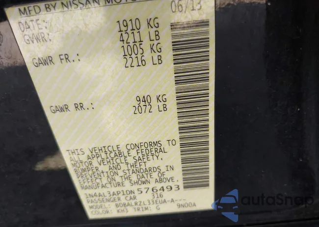 1N4AL3AP1DN576493: 44543209