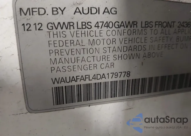 WAUAFAFL4DA179778: 44543250