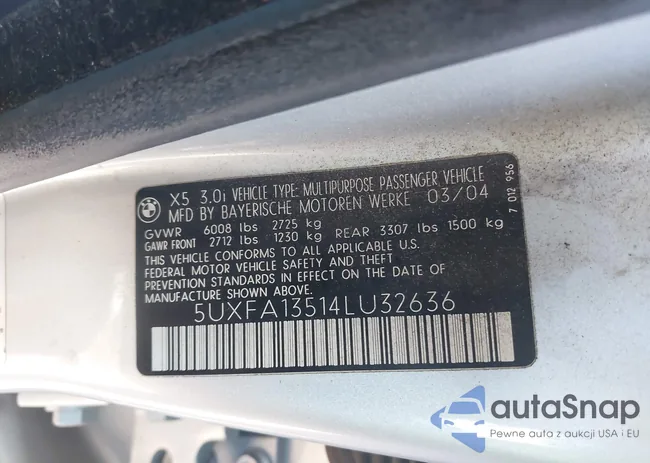 5UXFA13514LU32636: 44543261