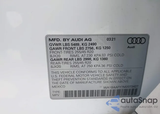 WA1BAAFY7M2073427: 44544648