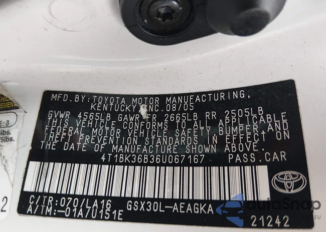 4T1BK36B36U067167: 44544681