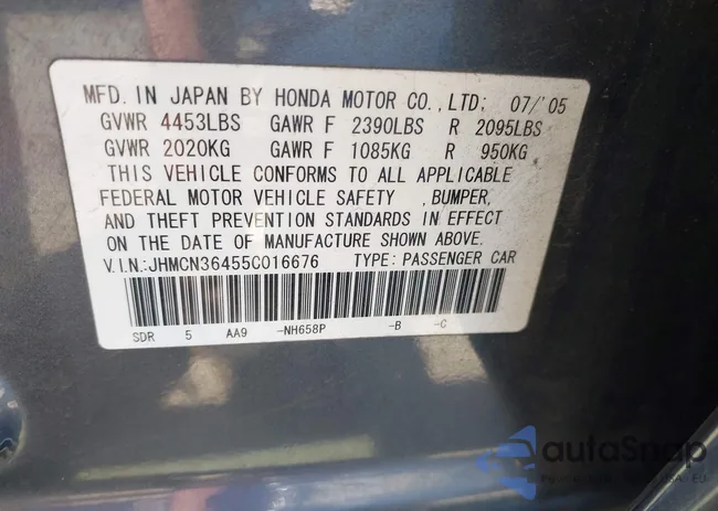 JHMCN36455C016676: 44545033