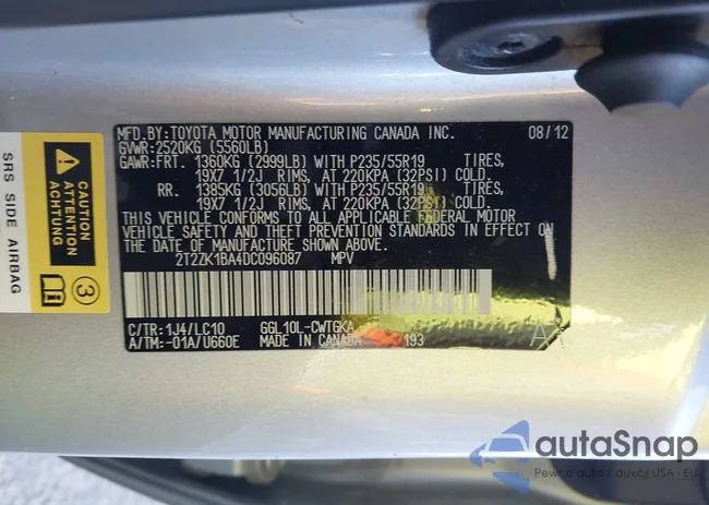 2T2ZK1BA4DC096087: 44545036