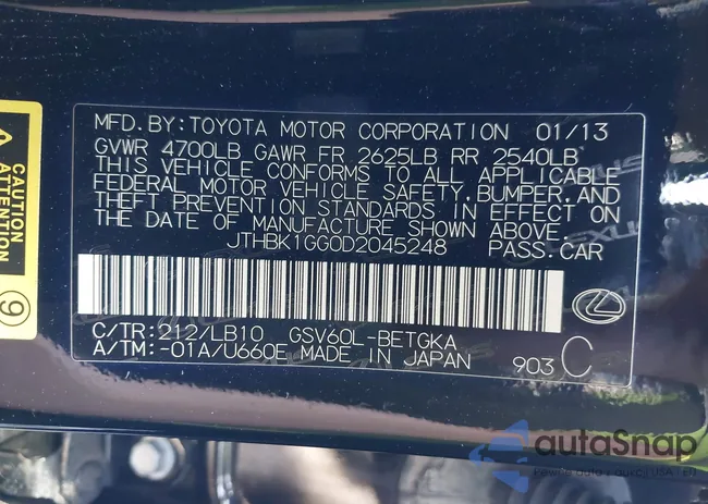 JTHBK1GG0D2045248: 44545144