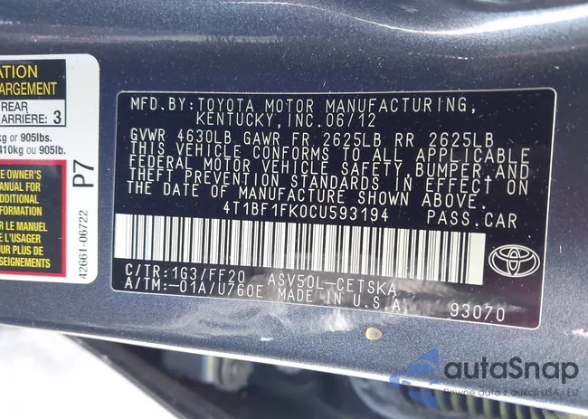 4T1BF1FK0CU593194: 44544283