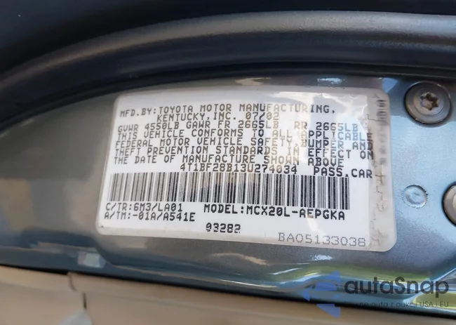 4T1BF28B13U274034: 44545810