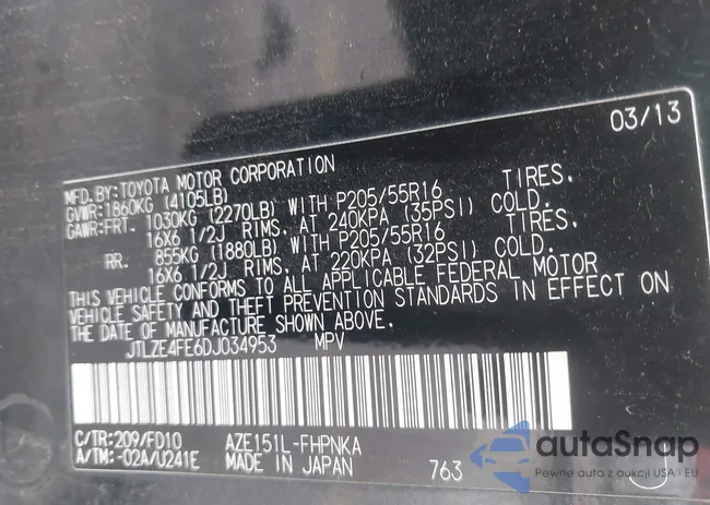 JTLZE4FE6DJ034953: 44546008