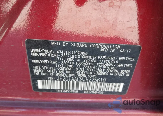 JF2GTAAC9JH225610: 44546071