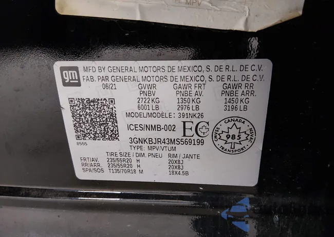 3GNKBJR43MS569199: 44546088