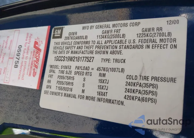 1GCCS19W218177527: 44545227