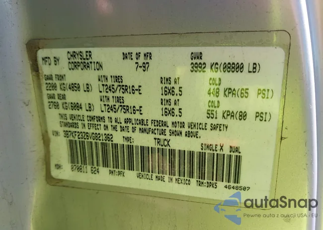 3B7KF23Z6VG821362: 44545280