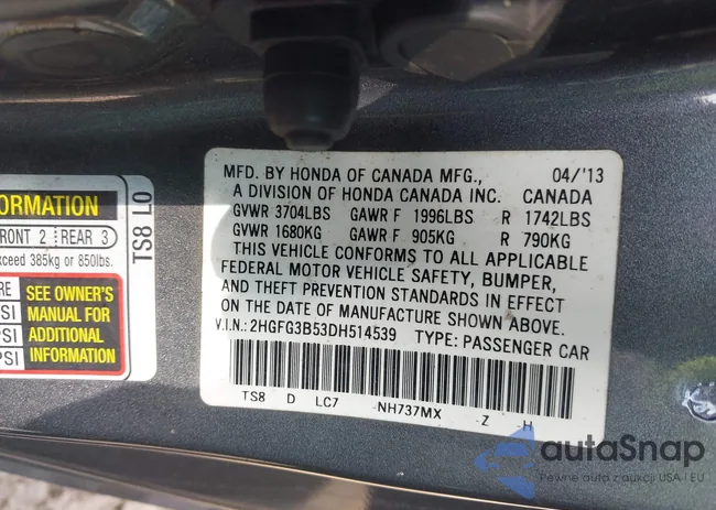 2HGFG3B53DH514539: 44546208