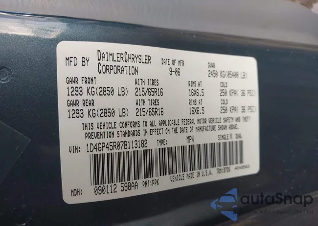 1D4GP45R07B113182: 44546433