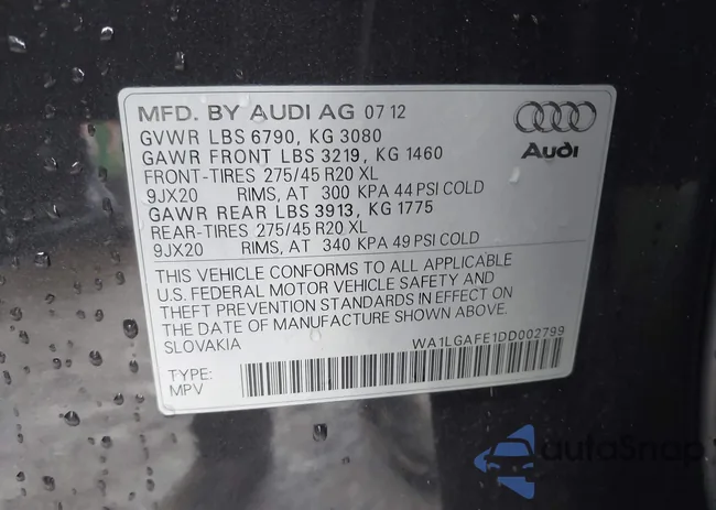 WA1LGAFE1DD002799: 44546458