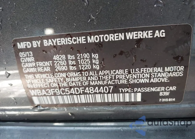 WBA3F9C54DF484407: 44547774