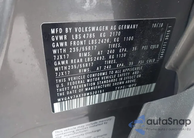 WVGAV7AX3BW520151: 44547852