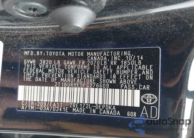 2T1BURHE5FC276609: 44548631