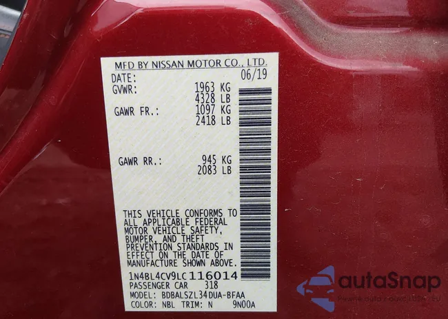 1N4BL4CV9LC116014: 44548726