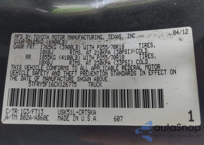 5TFRY5F16CX126775: 44548757