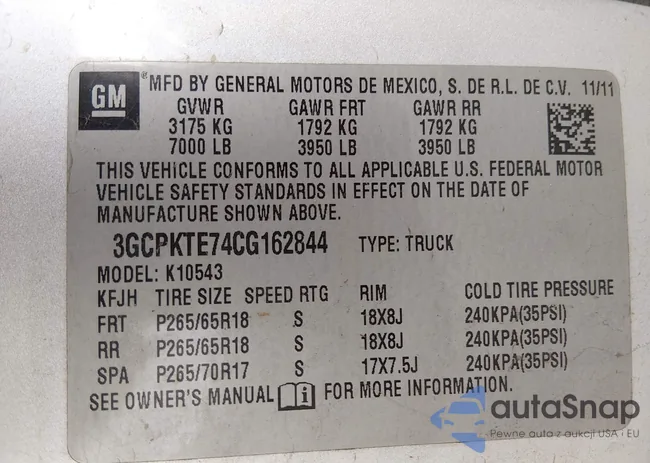 3GCPKTE74CG162844: 44548764