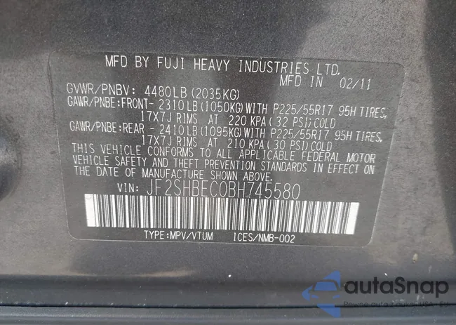 JF2SHBEC0BH745580: 44548154