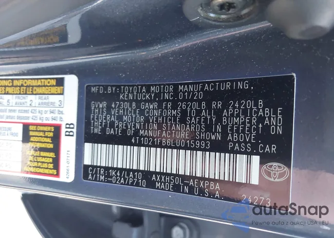 4T1D21FB6LU015993: 44549628