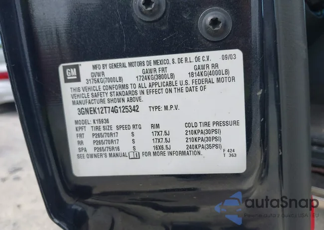 3GNEK12T74G125342: 44549731