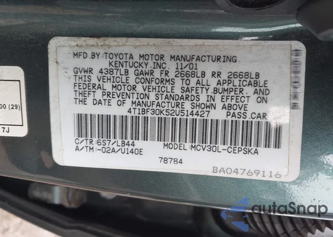 4T1BF30K52U514427: 44549351