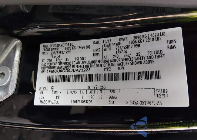 1FMCU0GD9JUA73223: 44549490