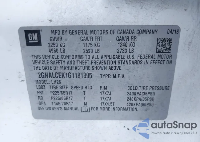 2GNALCEK1G1181395: 44550960