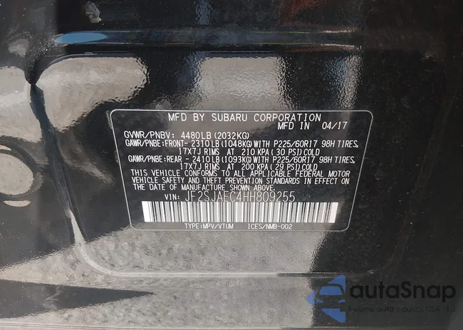 JF2SJAEC4HH809255: 44551099