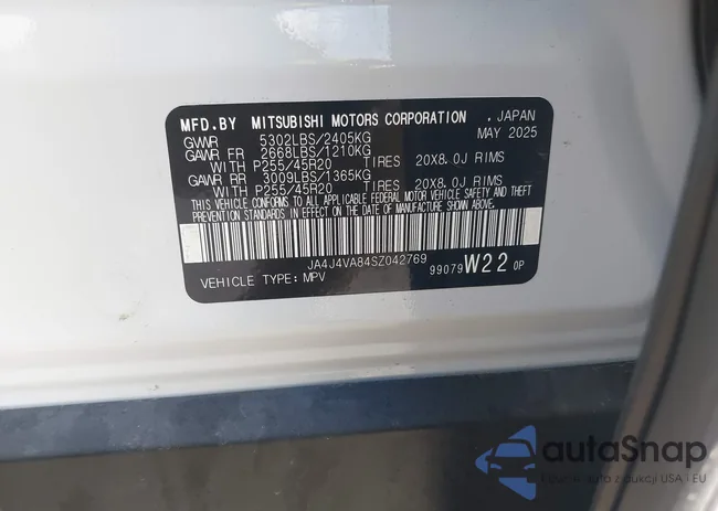 JA4J4VA84SZ042769: 44550325