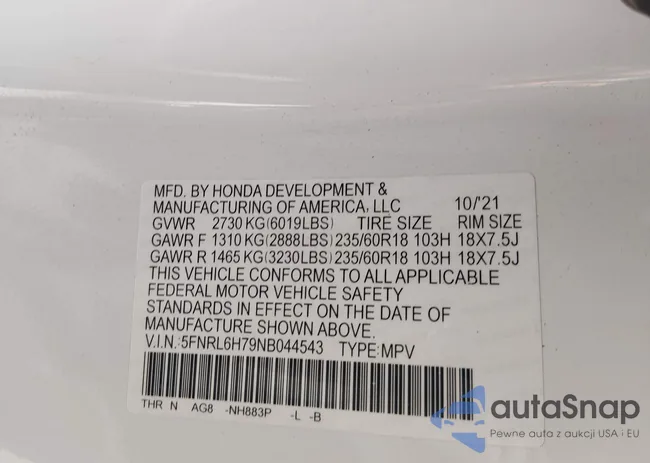 5FNRL6H79NB044543: 44550341