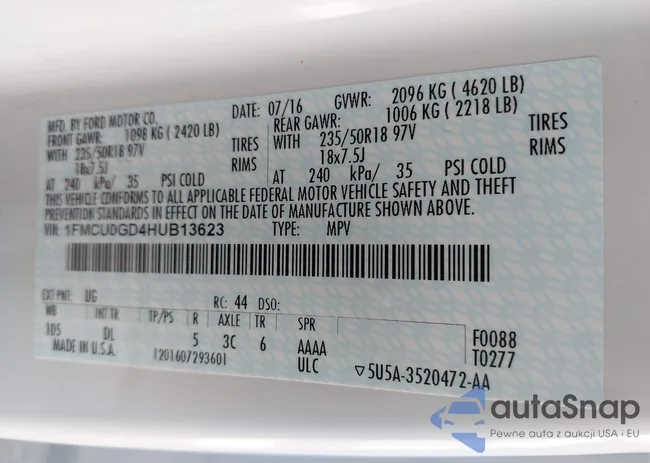 1FMCU0GD4HUB13623: 44550527