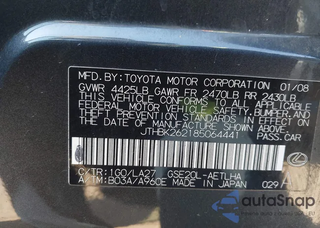 JTHBK262185064441: 44552060