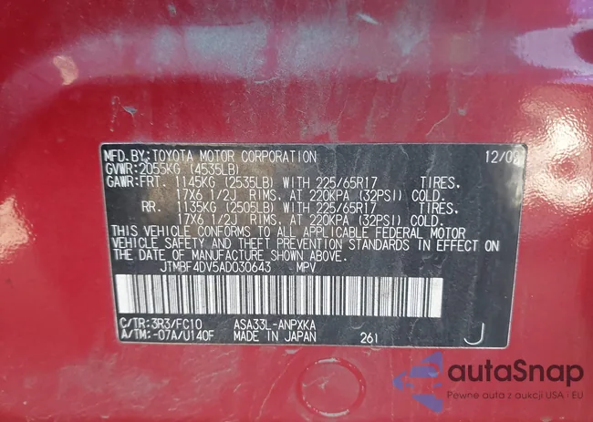 JTMBF4DV5AD030643: 44551204