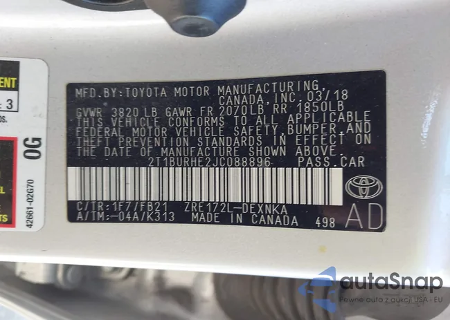 2T1BURHE2JC088896: 44551222