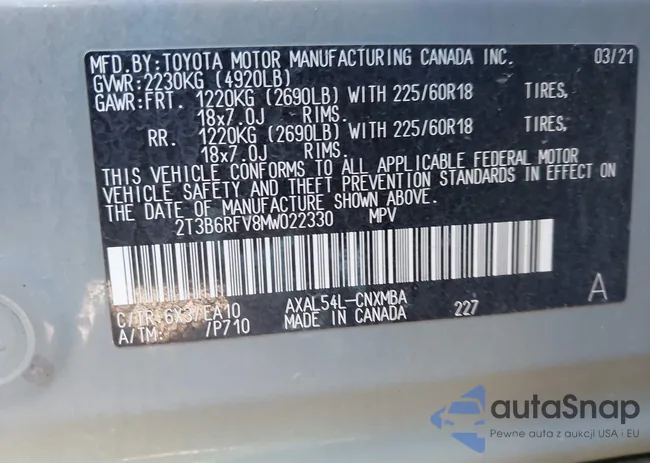 2T3B6RFV8MW022330: 44552571