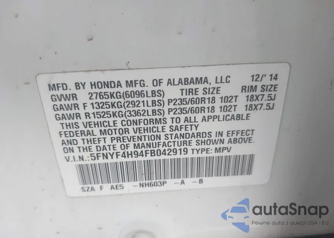 5FNYF4H94FB042919: 44552402