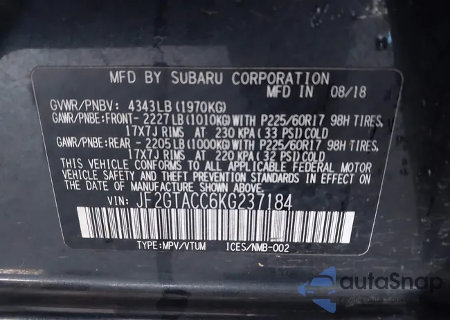 JF2GTACC6KG237184: 44552430