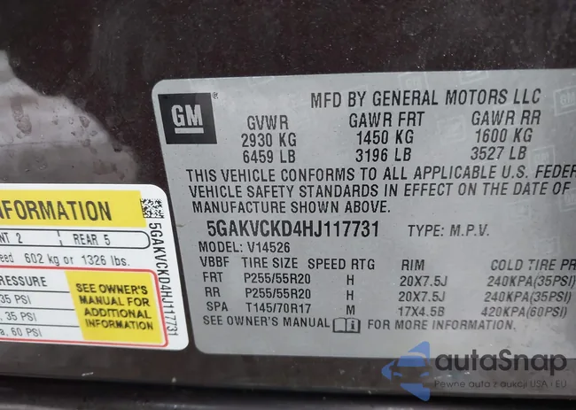 5GAKVCKD4HJ117731: 44553602